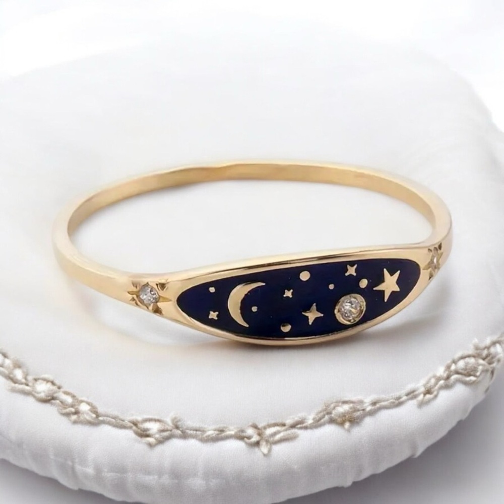 14k Gold Plated Celestial Galaxy Ring. New.